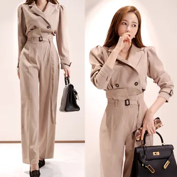 

Fashion Designer Fashion Week Autumn New Pattern Two Piece Suit Long Sleeves Retro Top Fashion High Waisted Trousers Suit