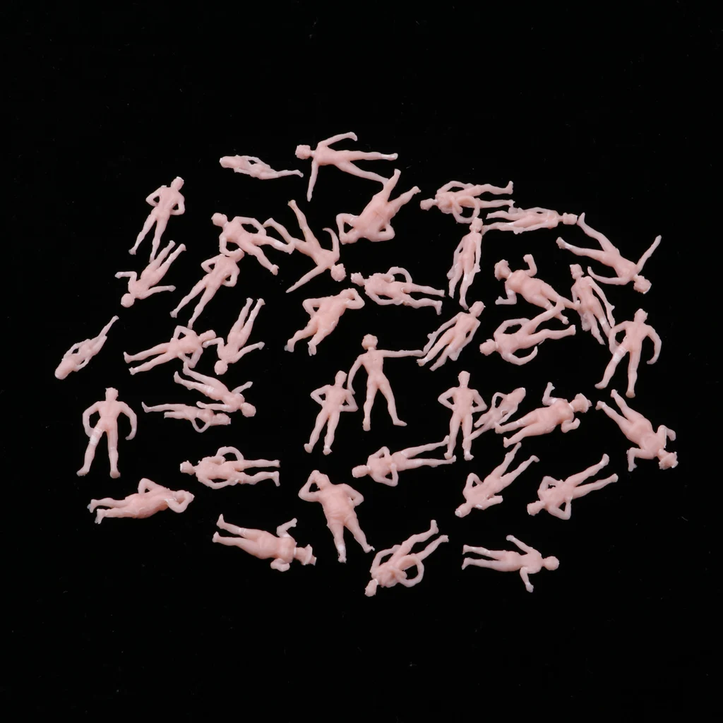 40pcs 1/87 Beach Crowd People Action Figure Mini for HO Train Travel Scenery DIY