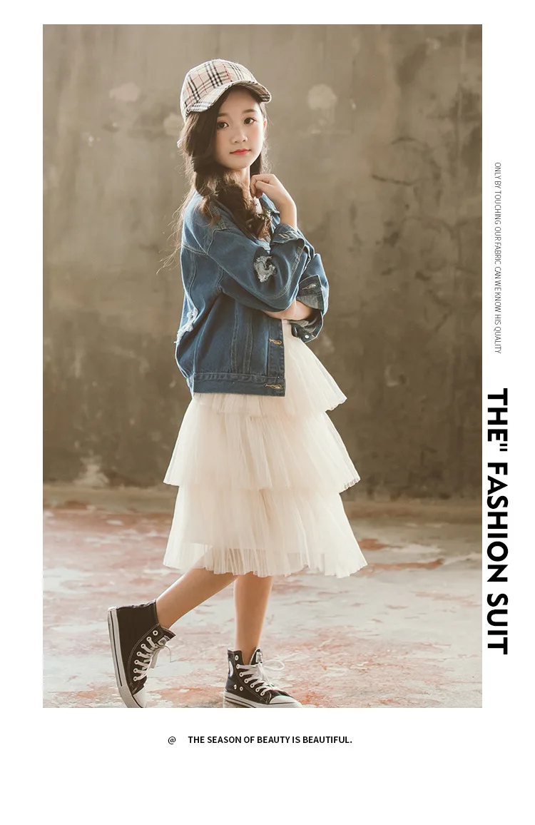 Fashion Girls Spring Autumn Jeans Jacket Long Sleeve Denim Jacket Coat Child Fashion Street Wear Outwear 4-13 Years Tops Clothes
