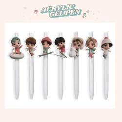 Stylo de groupe KPOP, stylo à Gel noir Transparent, dessin animé de noël, papeterie pour étudiants 