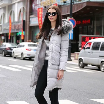 

Winter big fur collar down jacket women's mid-length section 2020 Slim was thin over the knee Korean winter warm jacket
