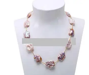 

15×20mm Natural Lavender Baroque Pearl Necklace Irregular Jewelry 21" Inch