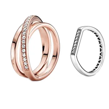 

2020 New 925 Sterling Silver Ring Signature Crossover Over Triple Band Women Engagement Wedding Rings Jewelry Making gift