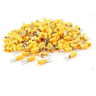 

500Pcs SV5.5-6S Pre Insulated Fork Terminal Yellow for AWG12-10 Wire 1/4" Stud