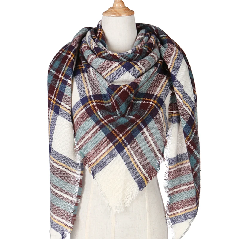 

2019 Plaid Warm Cashmere Scarves Female Shawls Pashmina Lady Bandana Wraps New Winter Scarf For Women