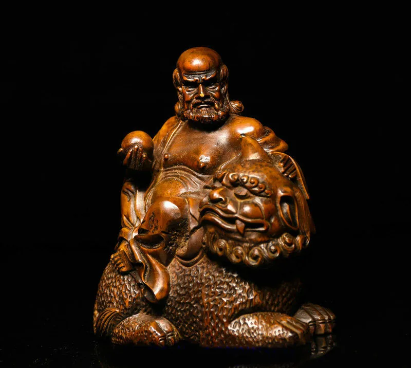 Свадебные украшения китайский буддийский Самшит Дерево Arhat Damo Bodhidharma Dharma статуя Будды на льве
