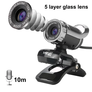 

HXSJ LG-68 Desktop Webcam USB Web Cam with Sound-absorbing Microphone Video Call Photography Webcam for PC Laptop Red+Silver