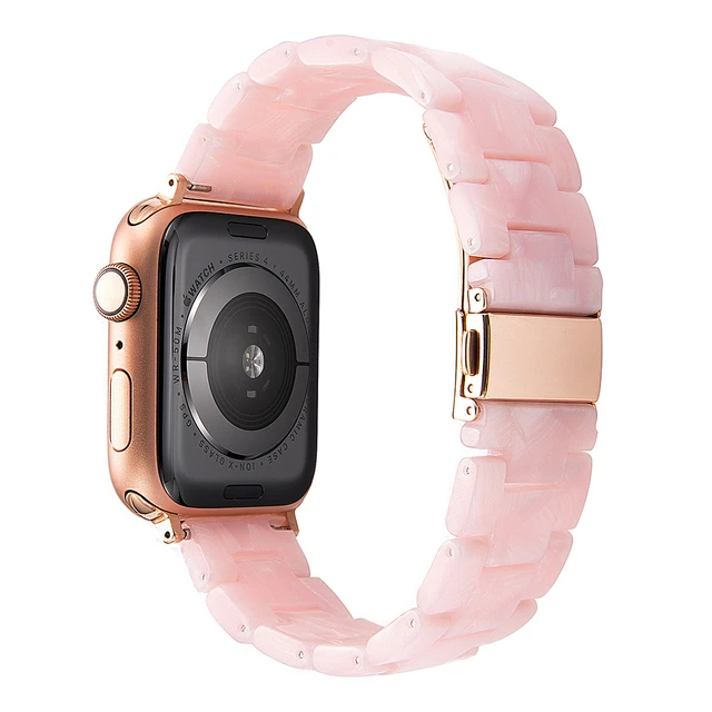 Resin strap for apple watch band 7 44mm 40mm 42mm 38mm 41 45mm correa transparent Loop watchband for iwatch 7 6 se series 5 4 3 Pearl powder
