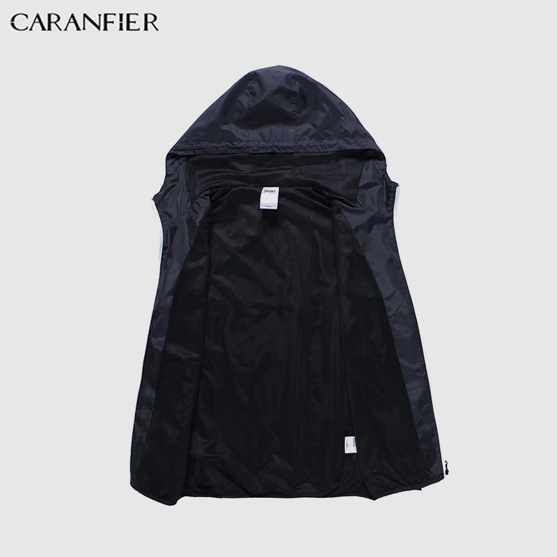 CARANFIER новая весенне-летняя Мужская модная верхняя одежда ветровка мужские тонкие куртки с капюшоном повседневное спортивное пальто большие размеры