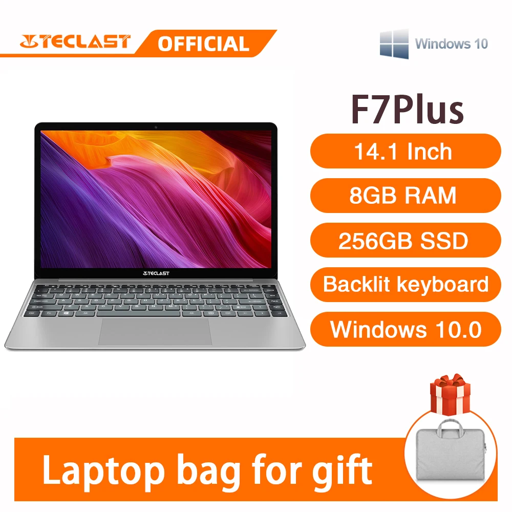 Teclast F7 Plus portátil de 14,1 pulgadas 8GB RAM 256GB SSD Windows Intel lago Géminis N4100 Quad Core 1920x1080 Ultra delgado