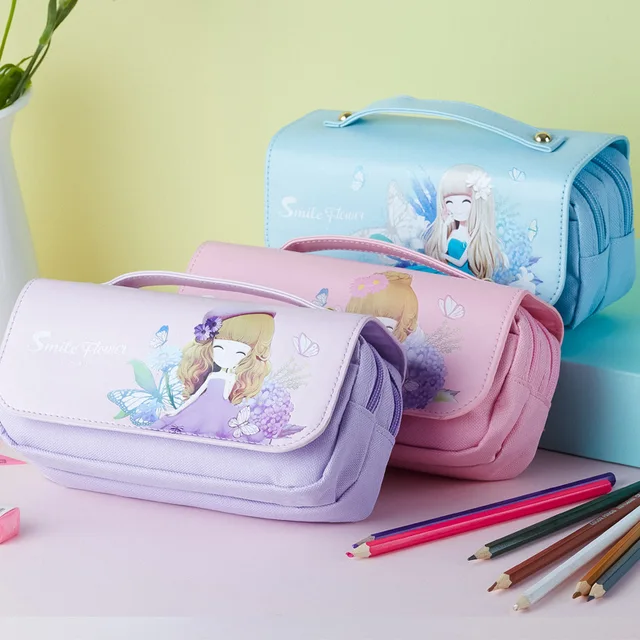 Pretty Girl Pencil Case Cute Princess Dress Pencil Cases Multilayer Trousse  Scolaire Large Capacity School Supplies