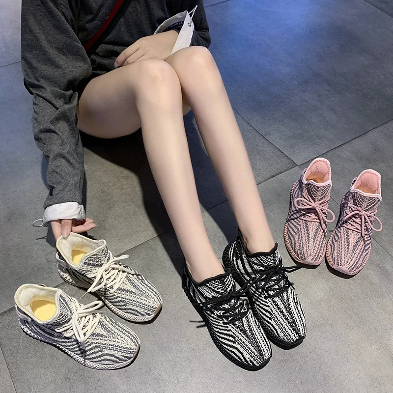 

Athletic Shoes Women's 2019 Autumn And Winter New Style Fashion Students Fly Woven White Shoes Versatile Cotton-padded Shoes Cas
