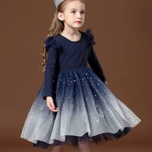 Детские платья с блестками для девочек; элегантное платье принцессы; бальное платье-пачка; свадебное Сетчатое платье; Рождественская вечеринка; Одежда для девочек; RT772
