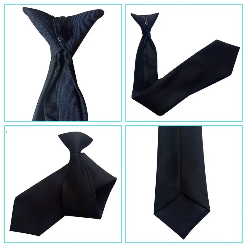 50x8 см мужская униформа сплошной черный цвет имитация шелка клип-на предварительно завязанные шеи галстуки для полиции безопасности свадьбы похорон