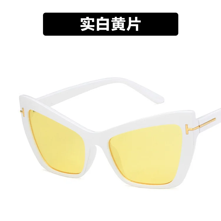 Карамельный цветной "кошачий глаз" секс Том Форд TF Солнцезащитные очки женские uv400 Высокое качество желтый синий черный розовый quay oculos de sol feminino - Цвет линз: whhite-yellow
