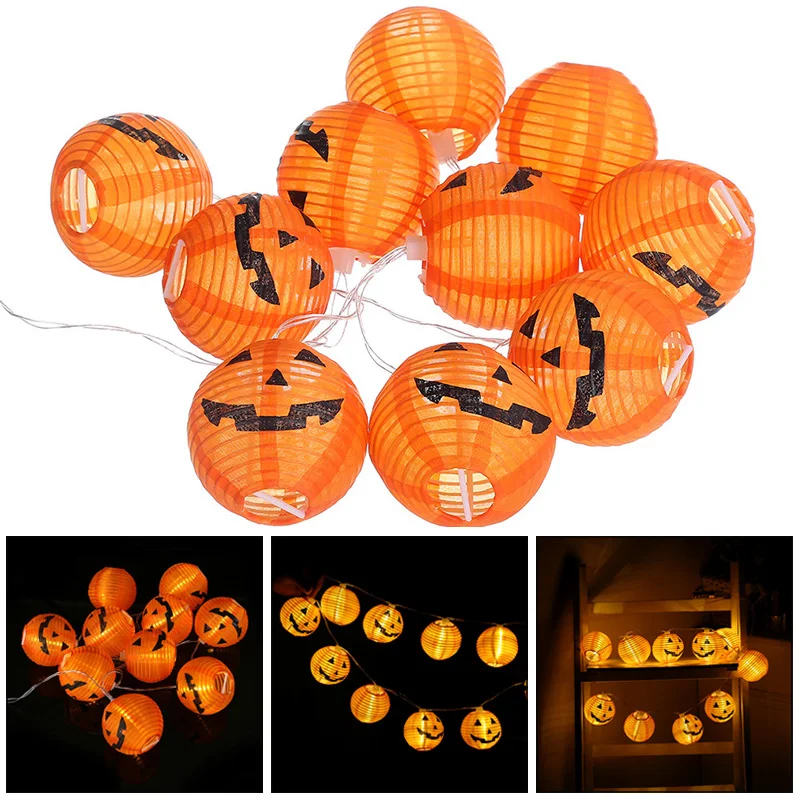 

Pumpkins String Lights Halloween Home Party Background Decoration Lamp 10 LED 1.2m Halloween Pumpkin String Lights