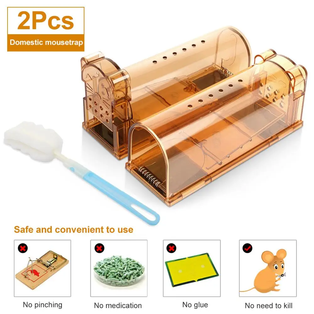 

2pcs Pedal Type Mousetrap Plastic Reusable Rat Catcher Cage Rodent Pest Humane Large Rodent Mousetrap Repeller Home Shop Hot
