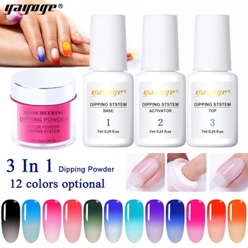 

Yayoge 3 In 1 Temperature Color Changing Dipping Nail Powder Kits Glitter For Nail Extension Mirror Effect Nail Glitter Set