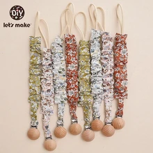 Let's Make cadena para chupete de bebé hecha a mano, cadena Floral de algodón para chupete de dentición de recién nacido, soporte para chupete masticable, venta al por mayor