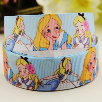 

22mm 25mm 38mm 75mm Alice in Wonderland Cartoon printed Grosgrain Ribbon party decoration 10 Yards X-03252