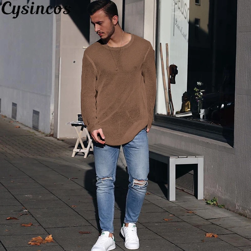 

CYSINCOS New Autumn Sweater Men Pullover Casual Jumper Slim Fit Sweater Brand Knitted Korean Style Male Clothes
