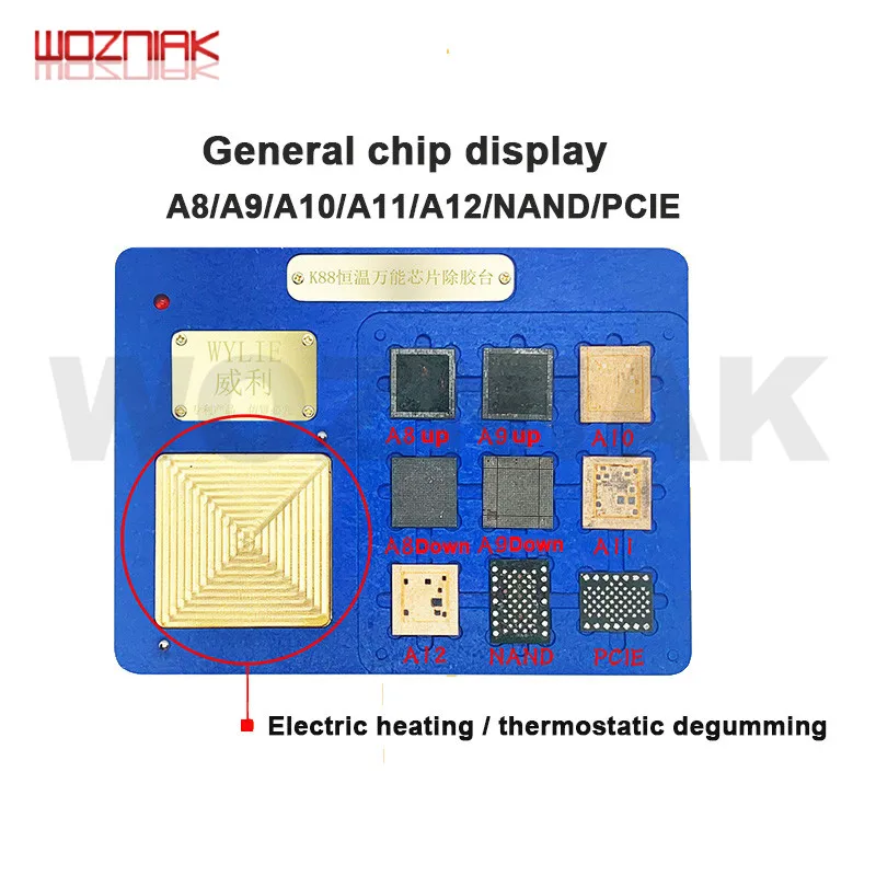 WYLIE K88 Универсальный NAND PICE клей для удаления постоянной температуры IC платформа для A8 A9 A10 A11 A12 чип Подогрев ремонт приспособление