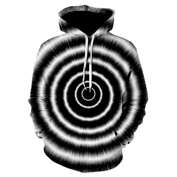 

Black White Vertigo Hypnotic funny Printed 3D Hoodies Men Women Sweatshirts Tracksuit streetwear Fashion Hoody Harajuku Pockets