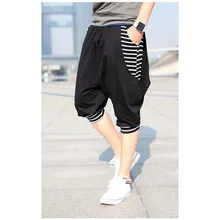 Мужские шорты кэжуал модные хип-хоп полосатые с принтом, большие карманы, низкая промежность, эластичная талия, для уличного танца, длиной до икры, мужские Y