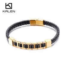 Позолоченный Браслет в стиле панк из нержавеющей стали с цепочкой для мужчин 21,5 см, однослойный кожаный браслет, байкерские ювелирные изделия