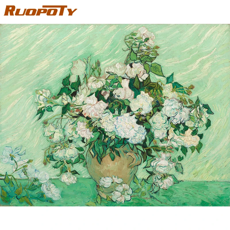 RUOPOTY рамка DIY картина по номерам известная цветы холст Diy подарок Настенная ручная