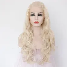 BM White Color Loose Wave Synthetic 13*4 Lace Front Wig Heat Resistant Fiber Hair Natural Hairline Free Parting For Women Wigs