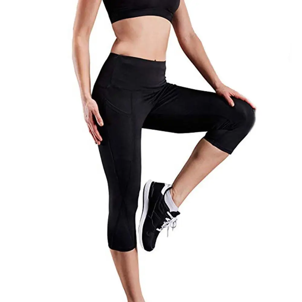 JGS1996 укороченные брюки капри брюки женские спортивные Леггинсы для фитнеса для йоги для спортзала леггинсы с высокой талией с карманом 3/4 штаны для йоги