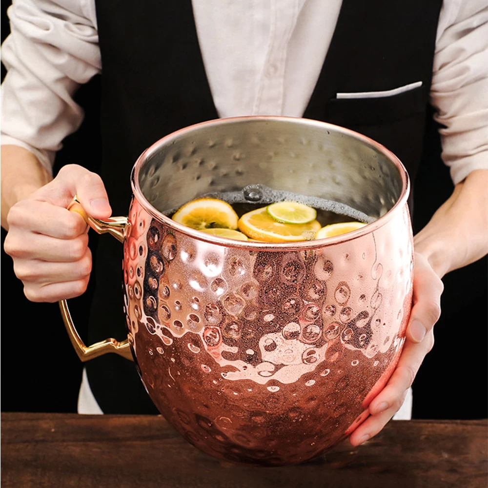 

5L Giant Hammered Moscow Mule Mug 304 Stainless Steel Mega Mug Moscow Mule Ice Bucket Mug Water Glass Drinkware Gift Party Favor