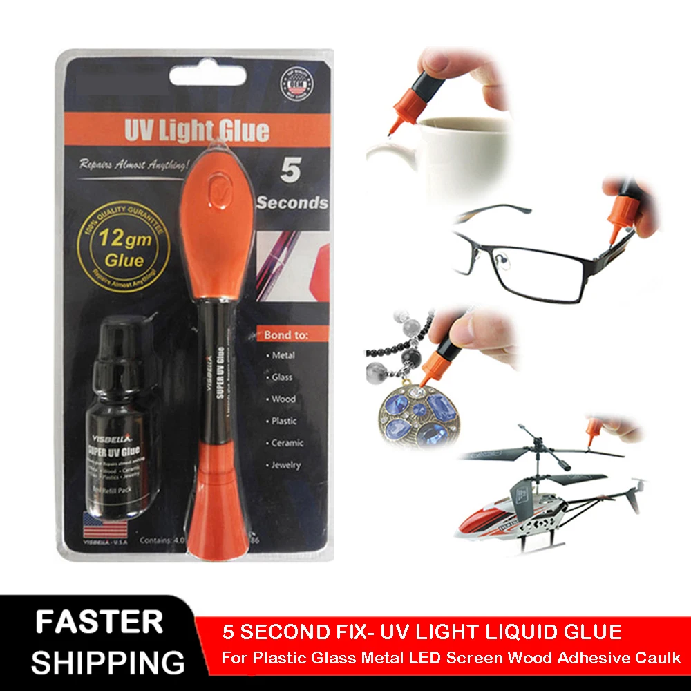 

Fix Liquid Glue Metal Plastic Glue For Auto Glass Repair Kit 5 Second Adhesive For Wood Ceramic Repair Tool UV Light Pen Glue