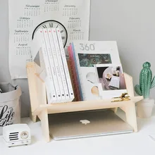 Деревянная наклонная настольная книжная полка держатель для книг органайзер для хранения Естественная отделка для домашнего офиса