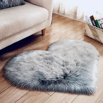 

OurWarm Grey Faux Sheepskin Fur Area Rugs Soft Fur Chair Cover for Home Bedroom Sofa Floor Mat Plush 19.7in x 15.7in