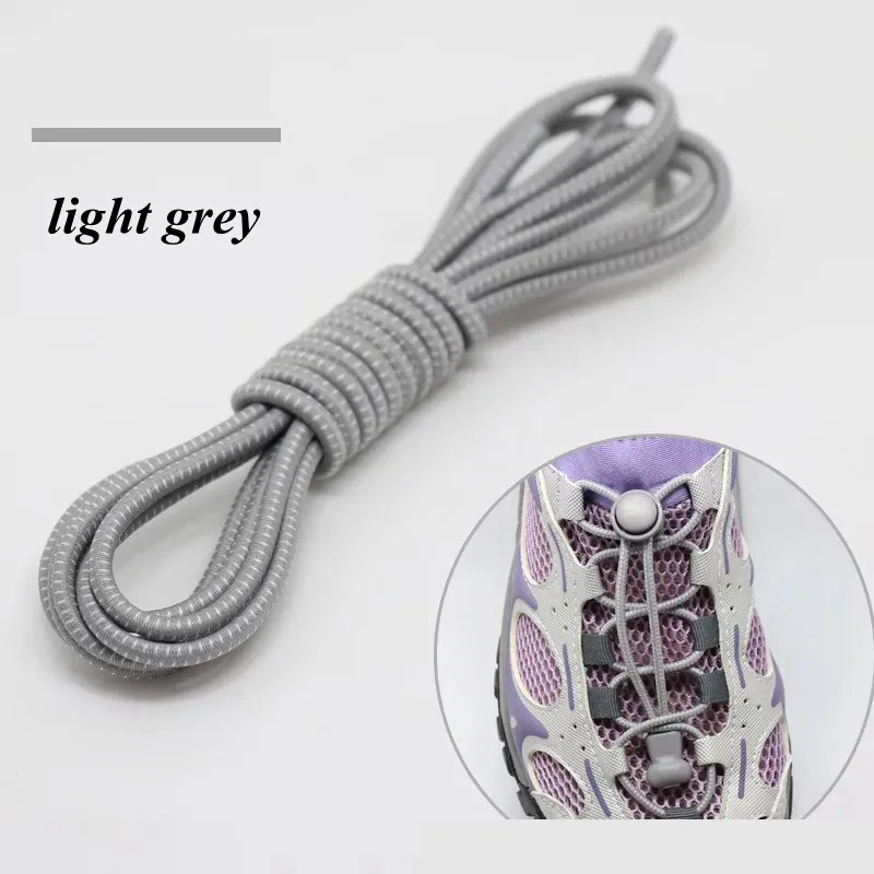 Light grey 1 пара эластичных шнурков для обуви, круглые шнурки без завязок для детей и взрослых, быстросохнущие шнурки, резиновые кроссовки, шнурки, 22 цвета - Цвет: Light grey
