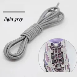 Elastic Round Locking No - Tie Shoelaces for Kids and Adults - Quick and Easy Rubber Sneaker Laces in 22 Vibrant Colors (Light grey)