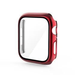 Premium Tempered Glass Case Cover for Apple Watch - Universal Protector Accessories (Red)