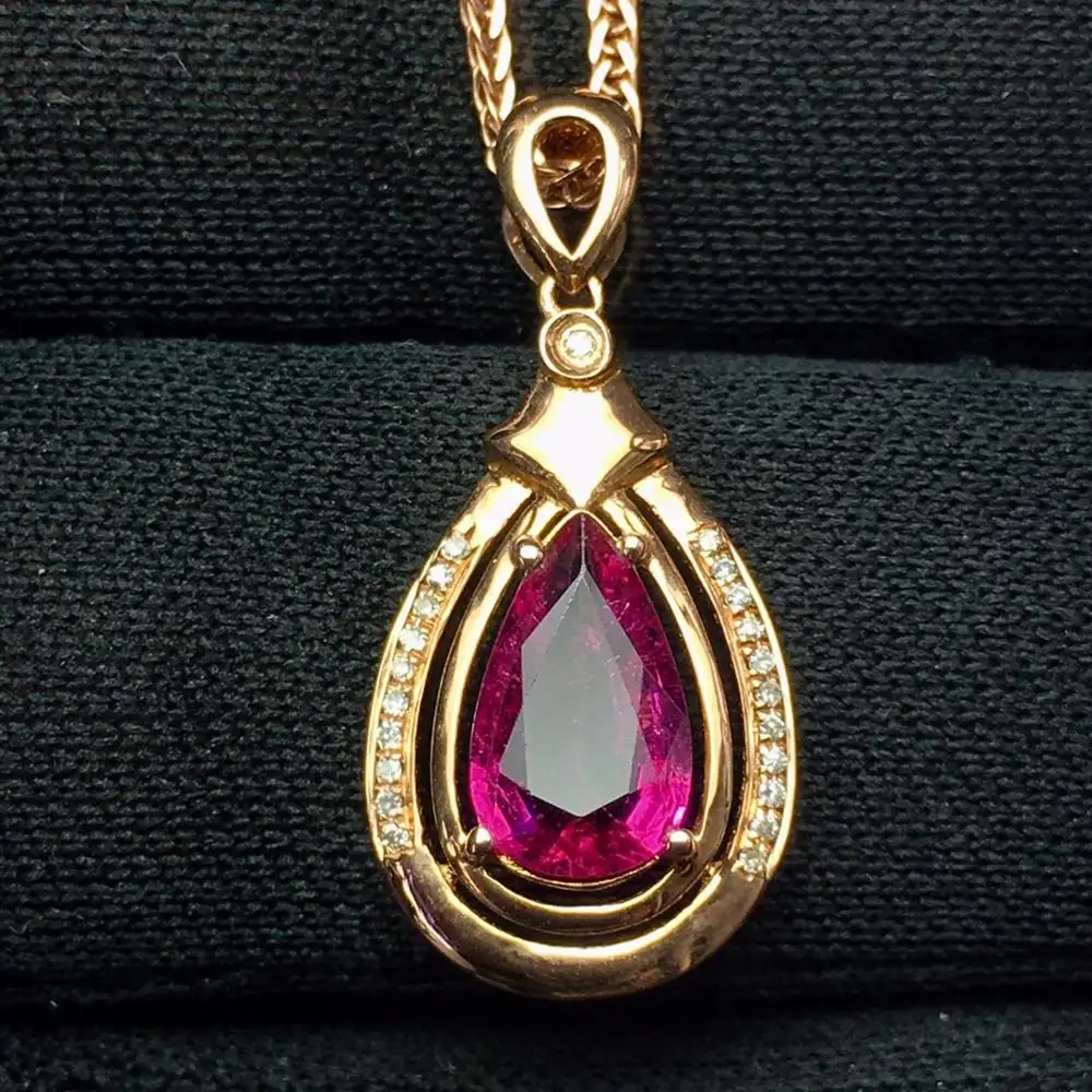 Турмалиновая подвеска настоящие хорошие драгоценности 18 К золото 100% натуральный