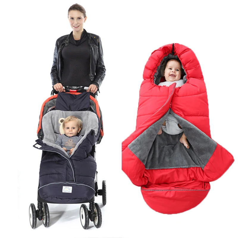 

Baby Stroller Sleeping Bags Winter thick Warm Envelope For Newborn Infant Windproof Cocoon Stroller Sleepsacks Footmuff Foo