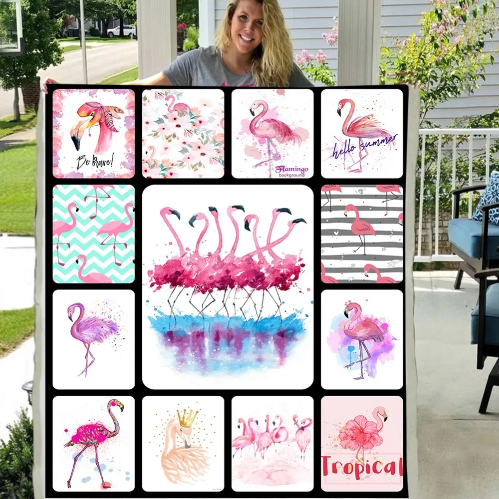 

Flamingo Sherpa Fleece Home Blanket Super Soft Throw Blanket for Bed Couch Sofa Travelling Camping for Kids Adults 150x200cm