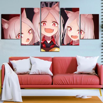 

5 Pieces Video Game Helltaker Canvas Art Oil Painting HD Wallpaper Home Decor Sofa Background Wall Art Paint By Numbers Artwork