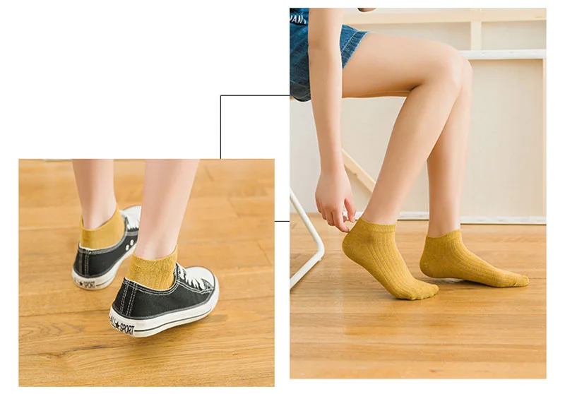 Description Picture 6 of item10 Pieces = 5 Pairs Women Invisible Cotton Sock Slippers Lady Female Summer Casual Fashion Soft Short Ankle Shallow Mouth Socks