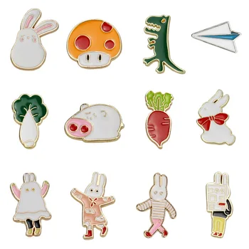 

Cartoon alloy brooch dinosaur rabbit animal decoration needle Chinese cabbage radish brooch ornament backpack decoration badge