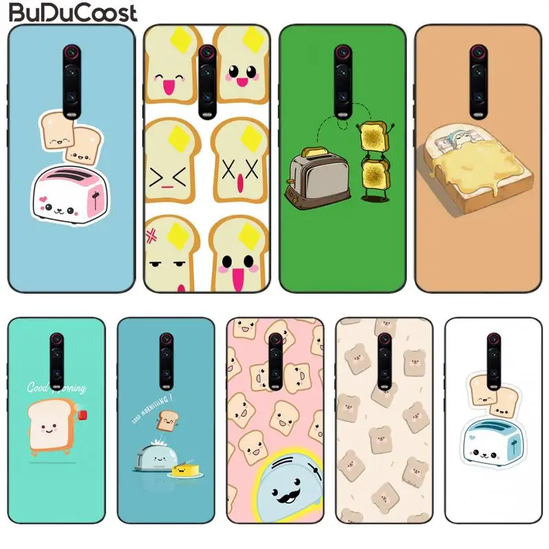 

INS simple cute toast bread bunny Soft Silicone Black Phone Case For Redmi 6 4X 7 7A 8 GO K20 Note 4 4X 5 5A 6 6 Pro 7 8 8pro