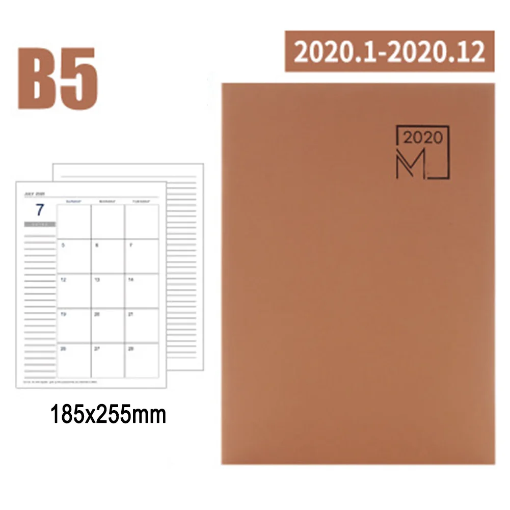 Коричневый Notebook Agenda Planner Diary Meeting Book Girl School Stationery Monthly Plan Supplies FKU66 - Цвет: Коричневый