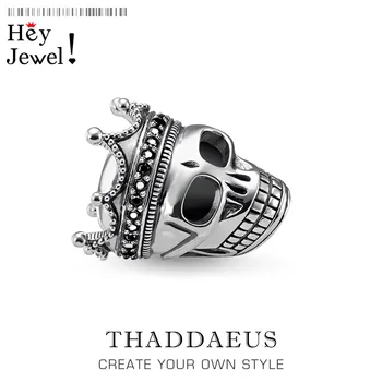

Charm Beads Skull King,925 Sterling Silver Fits Bracelet Thomas Necklace Karma Charms European Jewelry Accessories For Women Men