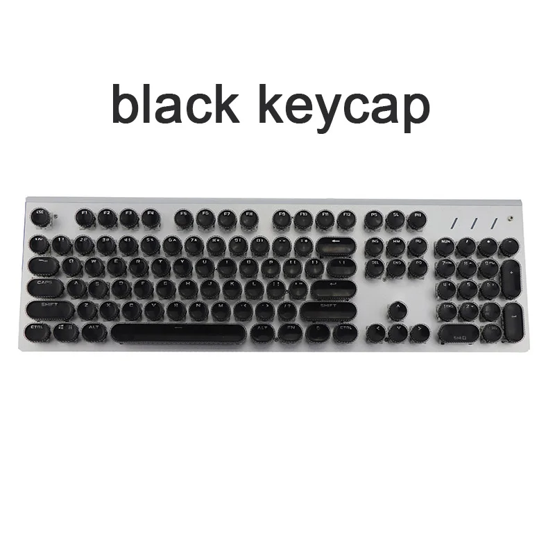KEYCAP 104pcs Fashion Light Transmission Gaming Mechanical Steampunk Typewriter Round Key Cap Computer Peripherals Accessories - Цвет: Black