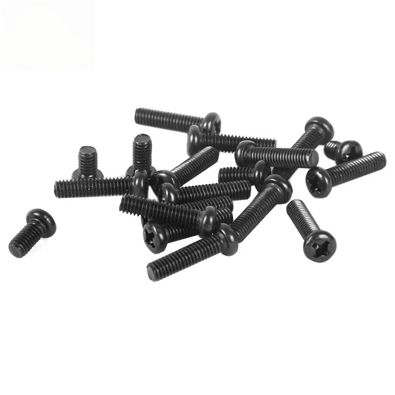 

50/100Pcs M1 1.2 M1.4 M1.7 M2 M2.5 M3 M4 Black Pan Head Screws Round Machine Screws Computer Teeth Hardened SS01